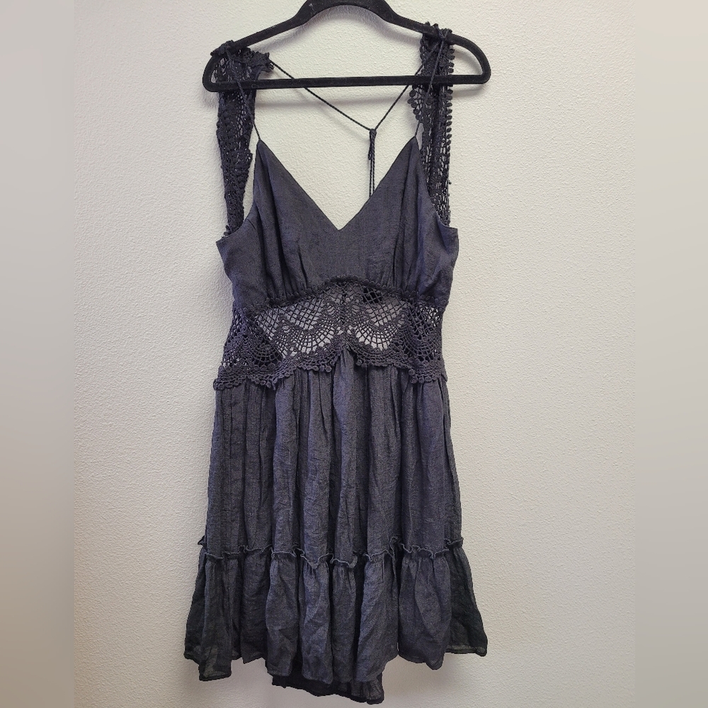 Entro‎ Summer Dress Black Lace and Ruffle Size L